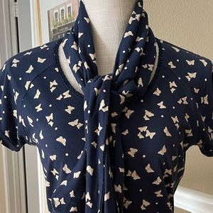 Designer James Lakeland short sleeve butterfly blouse and matching scarf combo